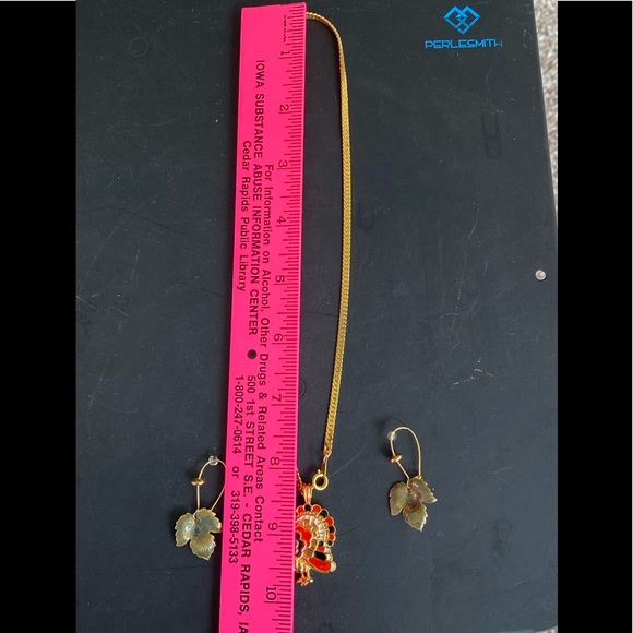 ACCESSOCRAFT N.Y.C. Turkey Necklace Earrings Fall Thanksgiving Enamel Jewelry - Picture 13 of 16